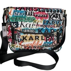 Brand New Karl Lagerfeld Zip Closure Crossbody Purse Bag Artworks